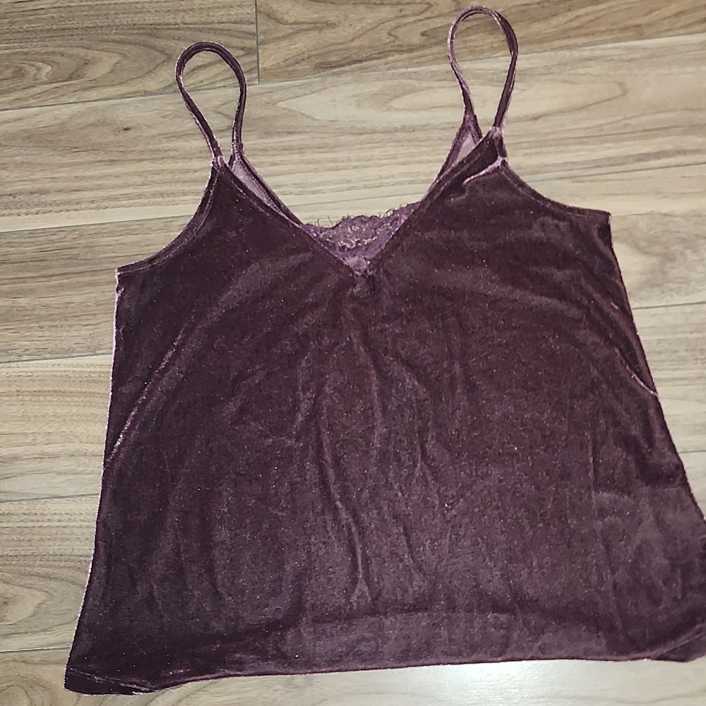 🔥Velour Camisole Tank Top - Deep Plum Purple (S)